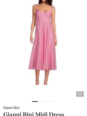 Gianni Bini Pink Midi Dress with Sweetheart Neck